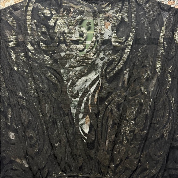 Solemio NWT Black Sheer burnout paisley gold short Robe s/m - Picture 10 of 11